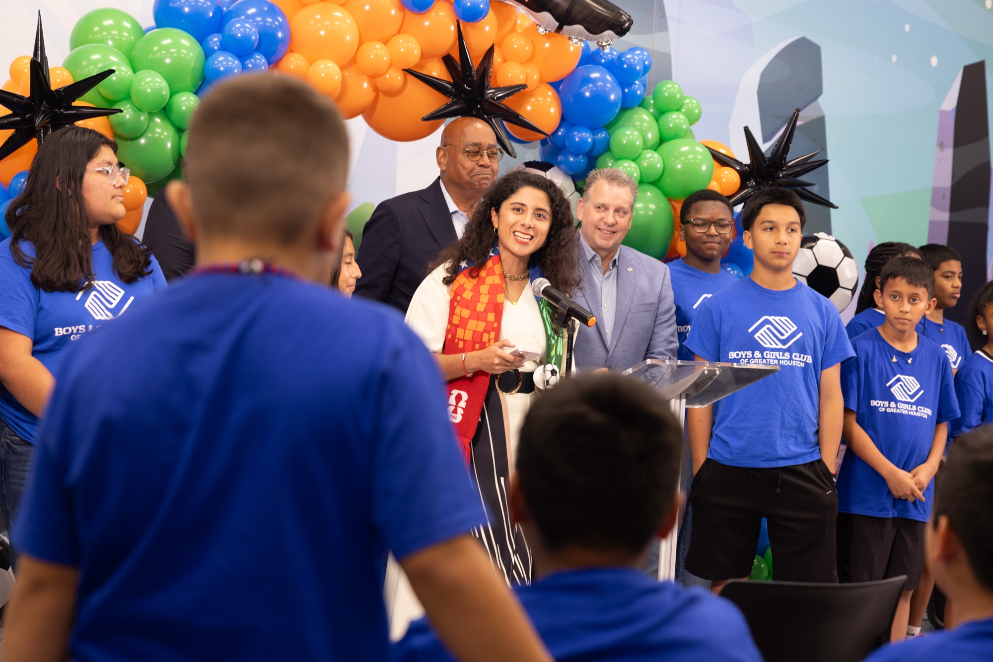 Photo from the Road to the World Cup youth ticket announcement with Judge Lina Hidalgo